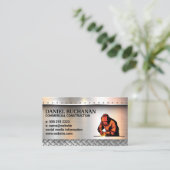 Carte De Visite Soudeur | Rivets brossés métalliques | Acier (Debout devant)