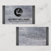 Carte De Visite Soudeur | Rivets métalliques | Acier diamant (Devant / Derrière)