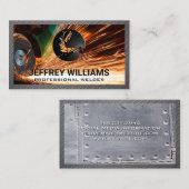 Carte De Visite Soudeur | Rivets métalliques | Étincelles (Devant / Derrière)