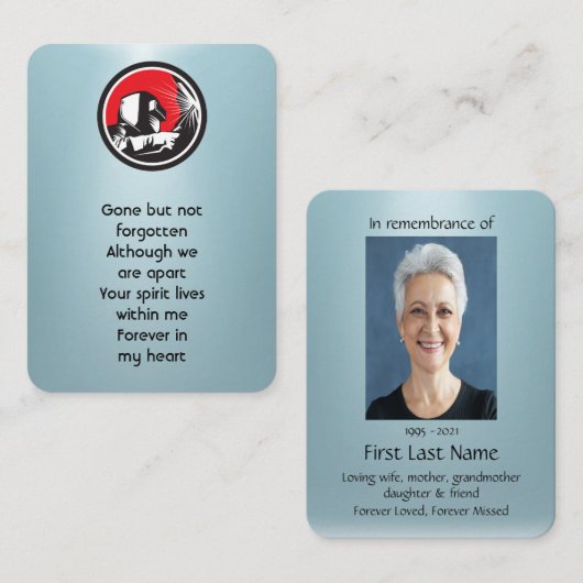 Carte De Visite Soudure de prière de photographie commémorative (Devant / Derrière)