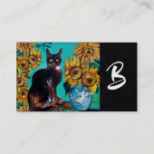 Carte De Visite SOUFFLE AVEC CHAT EN MONogramme BLEU Papier noir (Dos)