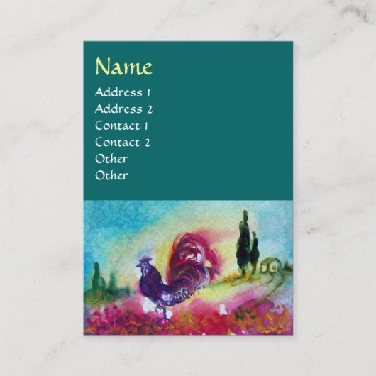 Carte De Visite SOUFFLE ET ROOSTER NOIR, Vert Bleu (Devant)