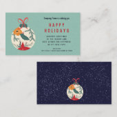 Carte De Visite Souhait d'entreprise à bille de Noël fleurie rétro (Devant / Derrière)