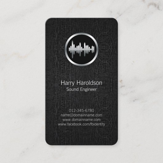 Carte De Visite Sound Engineer Sound Wave BlackGrunge BusinessCard (Devant)
