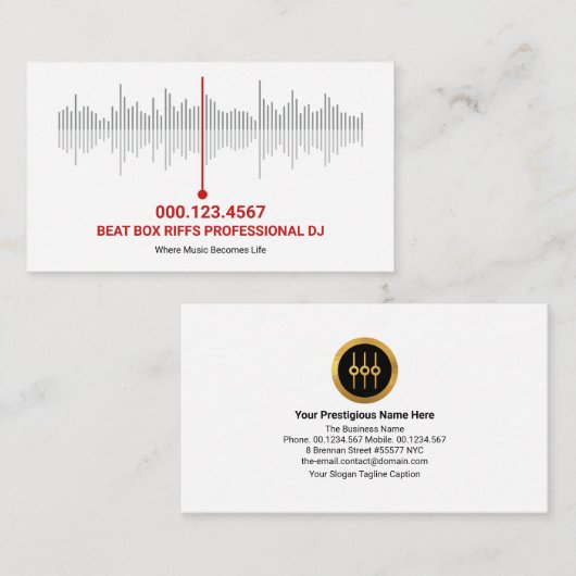 Carte De Visite Sound Wave Frequency Audio Engineer Deejay (Devant / Derrière)