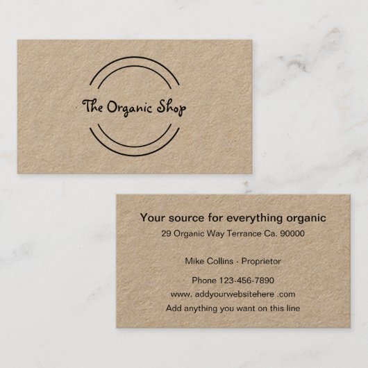 Carte De Visite Source d'aliment biologique (Devant / Derrière)