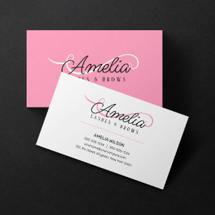 Carte De Visite Sourcil de maquilleur minimal simple blanc rose