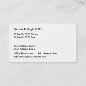 Carte De Visite Sourire de bureau dentaire Nice (Dos)