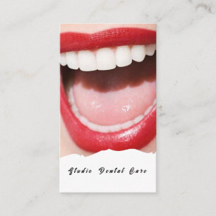 Carte De Visite Sourire Femme Sain Dents Blanches Entreprise Denta