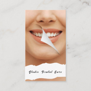 Carte De Visite Sourire Femme Sain Dents Blanches Entreprise Denta