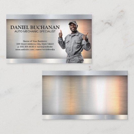 Carte De Visite Sourire mécanique | Technicien auto (Devant / Derrière)