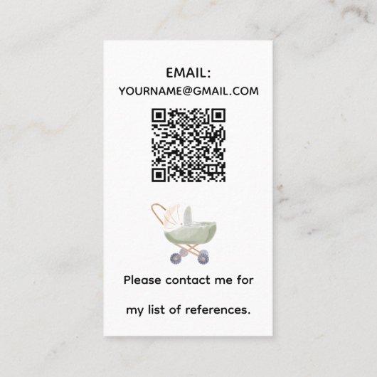 Carte De Visite Souris Doodle Babysitter QR Code (Dos)