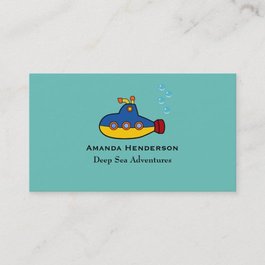 Carte De Visite Sous-marin Jaune et Bleu Jouet Plongée en mer prof (Devant)