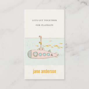 Carte De Visite Sous-marin Monogramme Enfant Joueur Appel