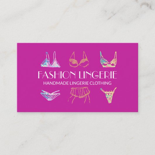 Carte De Visite Sous-vêtements roses Boutique de filles Vêtements  (Devant)