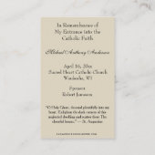 Carte De Visite Souvenir Sacrement catholique de l'initiation (Dos)