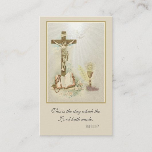 Carte De Visite Souvenir Sacrement catholique de l'initiation (Devant)
