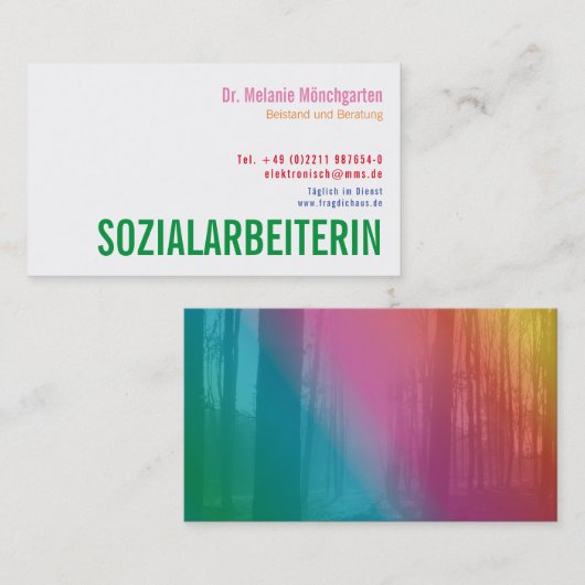 Carte De Visite Sozialarbeiterin travailleur social (Devant / Derrière)