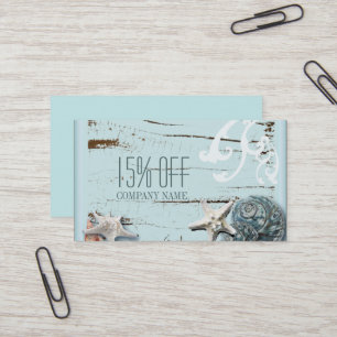 Carte De Visite SPA aqua bleu plage bois étoile coquillages