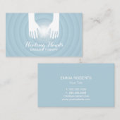 Carte De Visite Spa bleu-clair de thérapie de massage de mains (Devant / Derrière)
