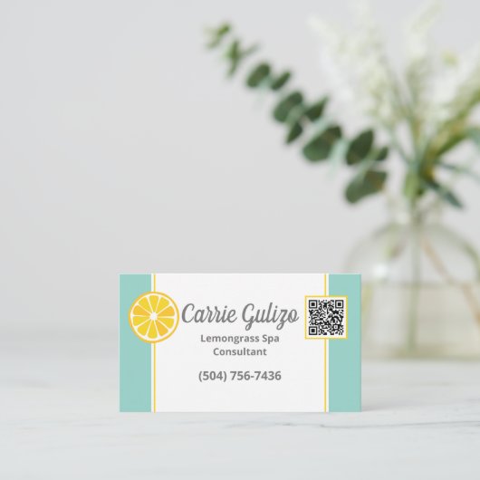 Carte de visite Spa citronnelle (Debout devant)