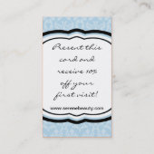 Carte de visite Spa Damask bleu clair Hot Stations (Dos)
