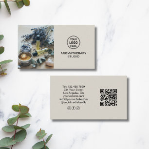 Carte De Visite Spa d'aromathérapie professionnel QR avec logo per