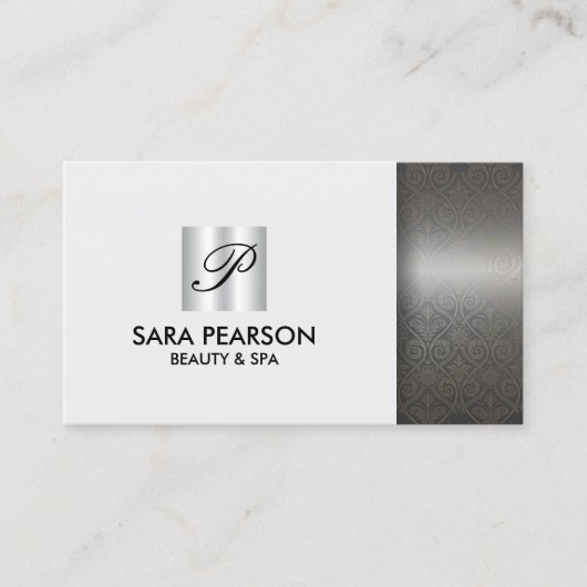 Carte De Visite Spa de Beauté Élégant Monogramme (Devant)
