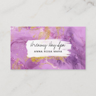 Carte De Visite *~* Spa de beauté QR Abstrait Magenta Gold Parties