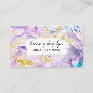 Carte De Visite *~* Spa de beauté QR Abstrait Rainbow Gold