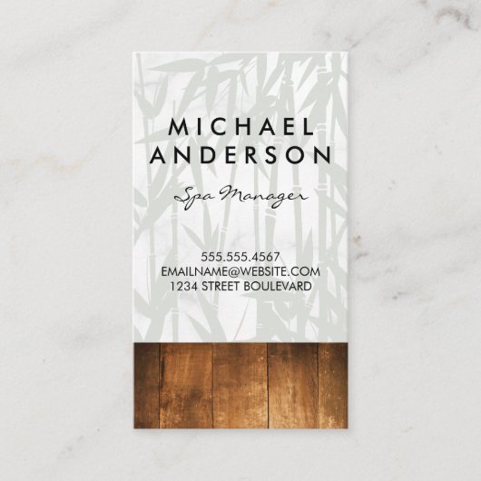 Carte De Visite Spa de jour Bamboo Arrière - plan de finition bois (Devant)
