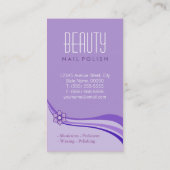 Carte De Visite Spa de manucure élégant à ongles floraux violets (Dos)