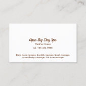 Carte De Visite Spa de massothérapeute (Dos)