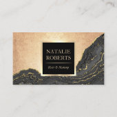 Carte De Visite Spa de salon de beauté noir & or de luxe (Devant)