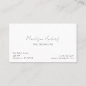 Carte De Visite Spa de salon professionnel de manucure Nail Tech (Dos)