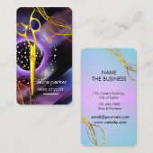 Carte De Visite Spa de salon violet pour ciseaux dorés (Devant / Derrière)