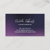 Carte De Visite Spa de soins de la peau Esthétique Élégant Purple (Dos)