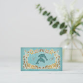 Carte de visite Spa Dolphin Floral Blue Gold Parti (Debout devant)
