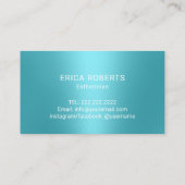 Carte De Visite SPA Esthétique Turquoise Script Skincare Salon (Dos)
