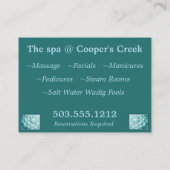 Carte De Visite Spa, exemple (Dos)
