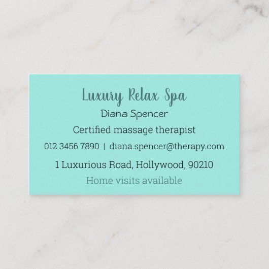 Carte De Visite Spa, massage, beauté (Dos)