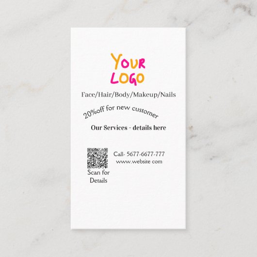 Carte De Visite Spa massage salon discount offer services contact  (Devant)