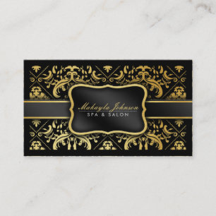 Carte De Visite Spa moderne élégant et salon de damassé de noir