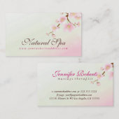 Carte De Visite Spa naturel à fleurs blanches et roses douces (Devant / Derrière)