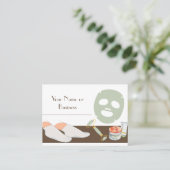 Carte De Visite Spa ou salon Brown, blanc et vert menthe (Debout devant)