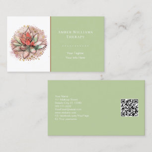 Carte De Visite Spa thérapeutique Yoga Succulent guérison QR Code
