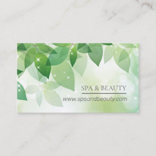Carte De Visite Spa vert frais et beauté d'étincelle de feuille