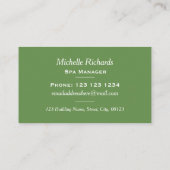 Carte De Visite Spa vert frais et beauté d'étincelle de feuille (Dos)