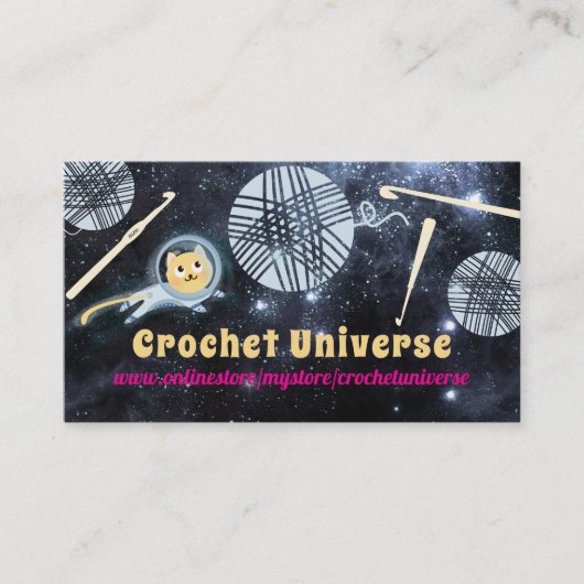 Carte De Visite Space cat univers fil crochet crochet crochet (Devant)