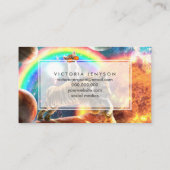 Carte De Visite Space Galaxy Cat Riding Tiger sur Pizza (Dos)